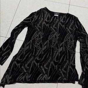 Libra Black Top with Silver Metallic Pattern